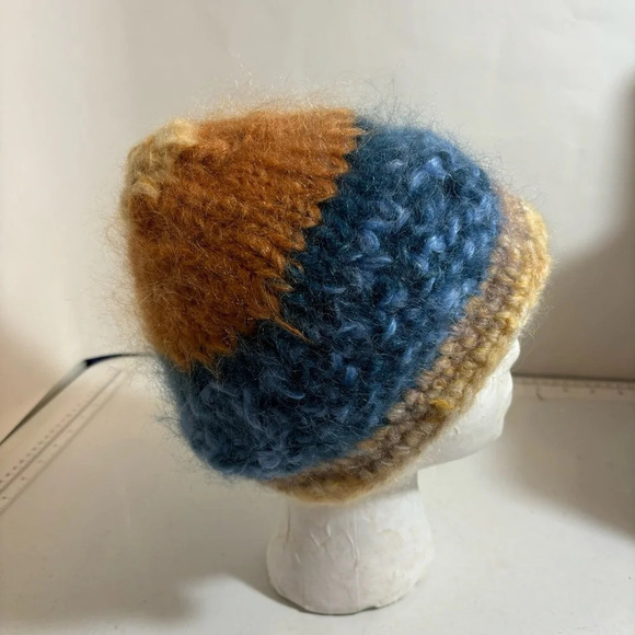 Vintage hand-knit winter ski snowboard fuzzy warm wool toque hat beanie - Picture 4 of 8